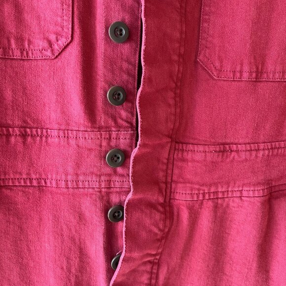 Madewell Garment Dyed Denim Slim Coverall Jumpsuit Long Sleeve Red Size 6 - Picture 6 of 9